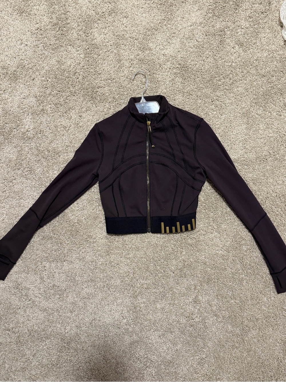 lululemon athletica Cropped Black align Jacket with Gold Accent
